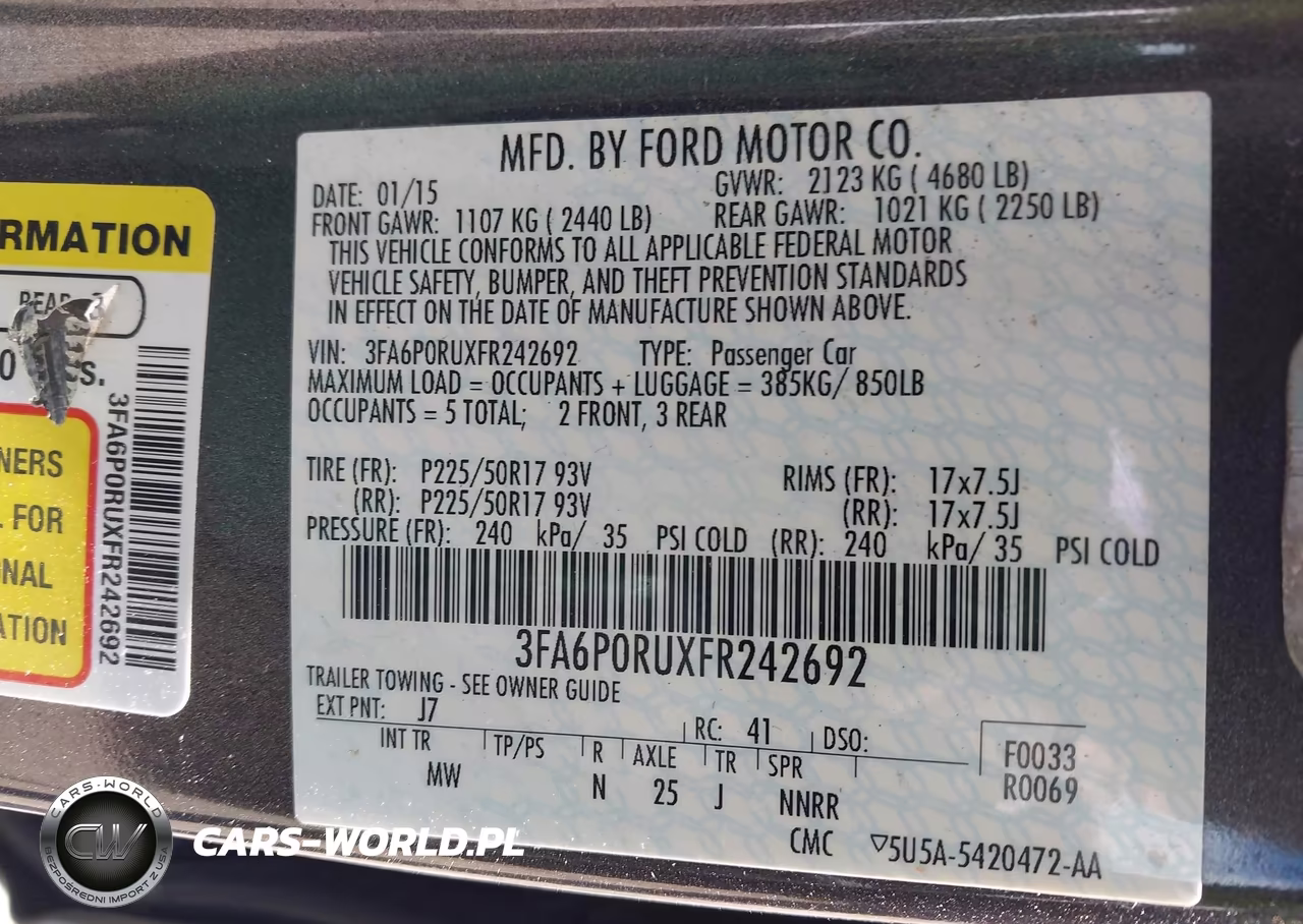 2015 Ford Fusion Hybrid Titanium VIN:3FA6P0RUXFR242692 - 9