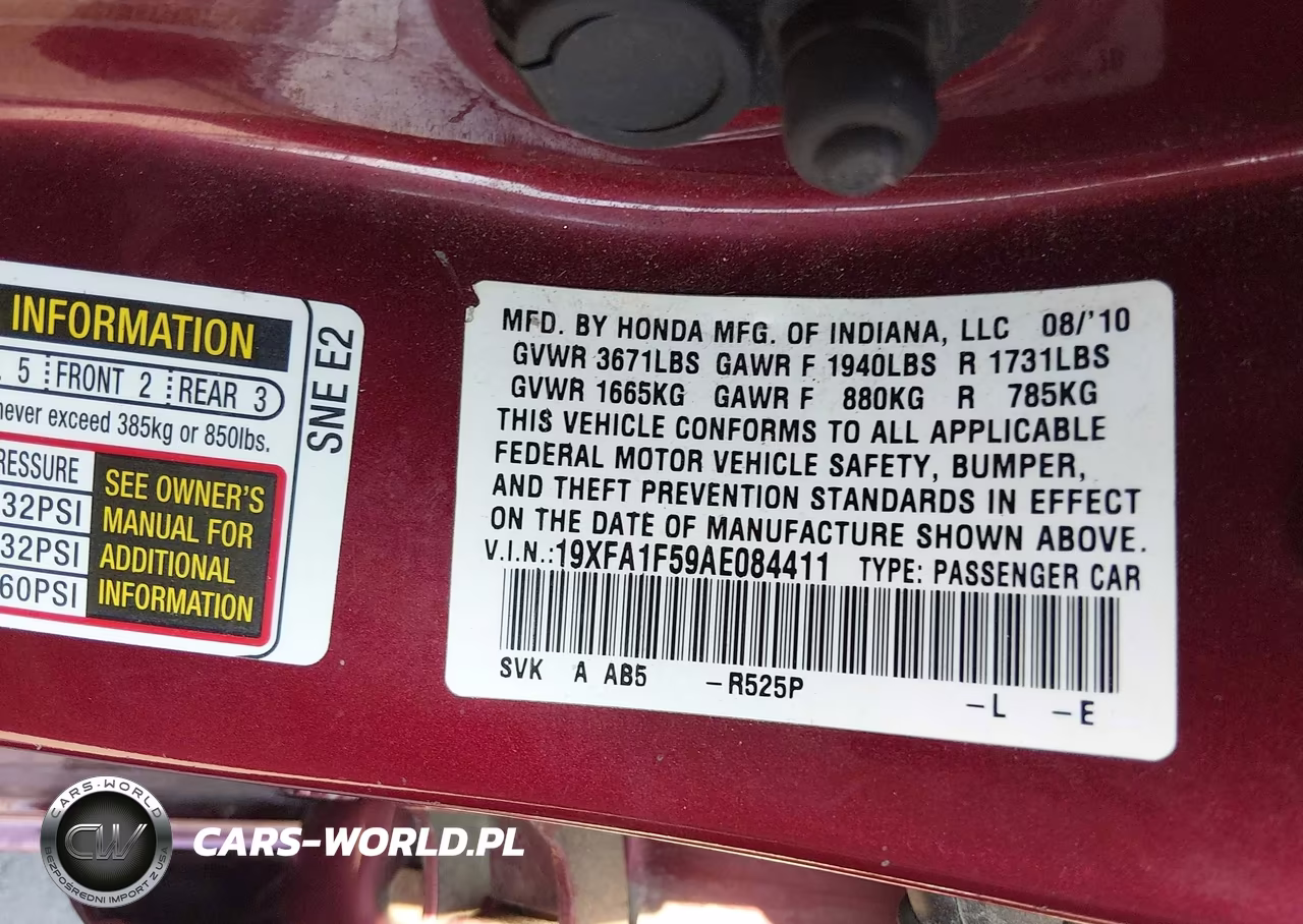 2010 Honda Civic Lx VIN:19XFA1F59AE084411 - 9