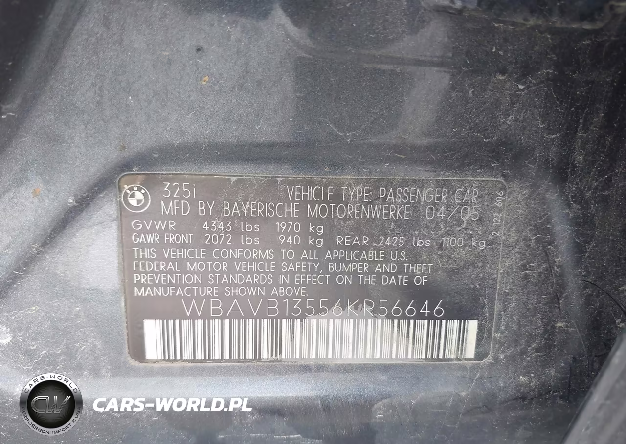 2006 BMW 325I VIN:WBAVB13556KR56646 - 9