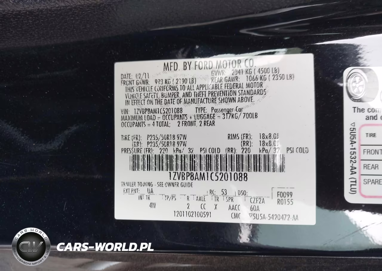 2012 Ford Mustang V6 Premium VIN:1ZVBP8AM1C5201088 - 9