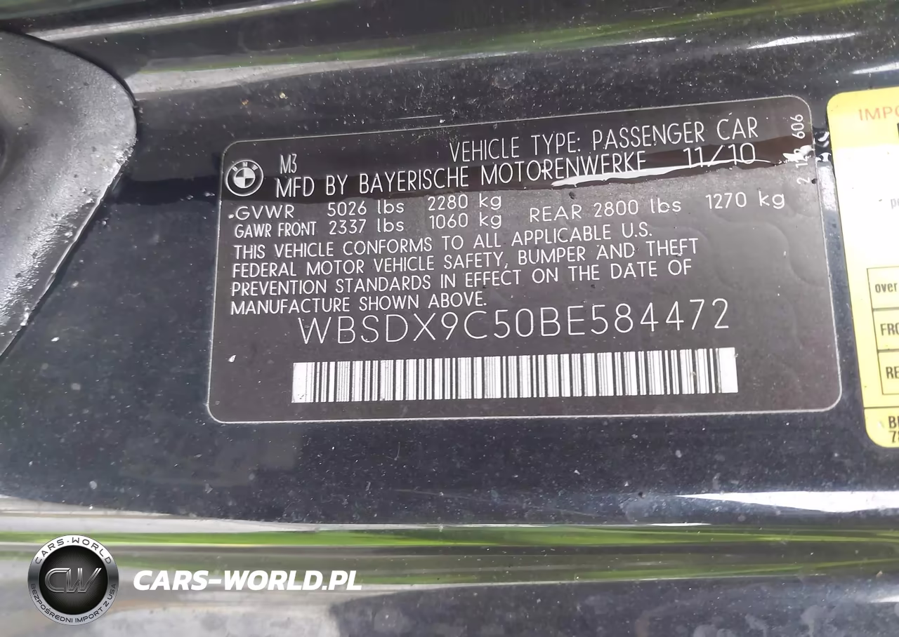 2011 BMW M3 VIN:WBSDX9C50BE584472 - 9