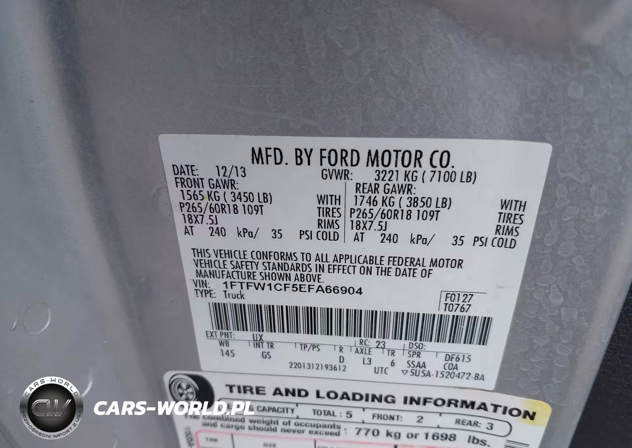 2014 Ford F-150 Xlt VIN:1FTFW1CF5EFA66904 - 9