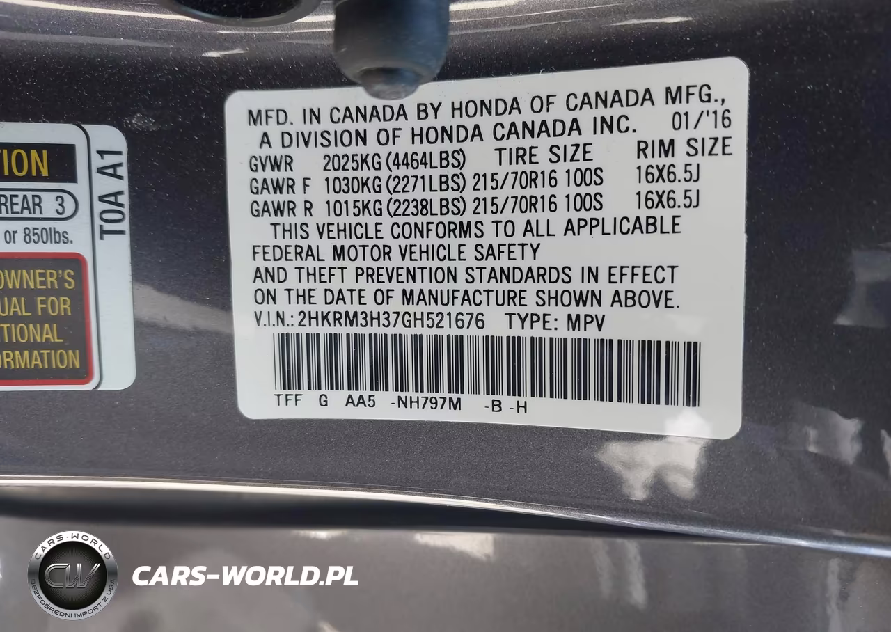 2016 Honda Cr-V Lx VIN:2HKRM3H37GH521676 - 9