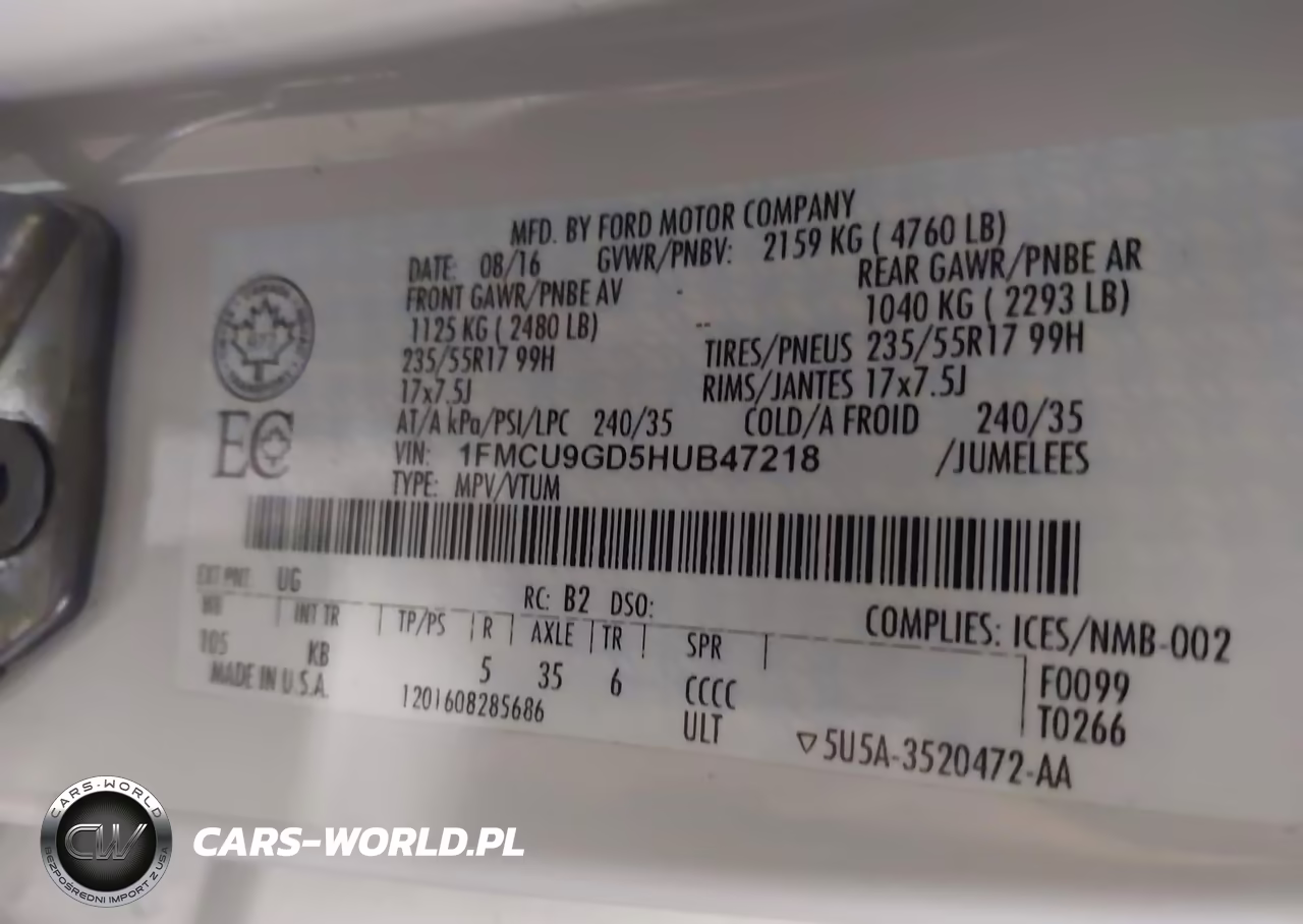 2017 Ford Escape Se VIN:1FMCU9GD5HUB47218 - 9