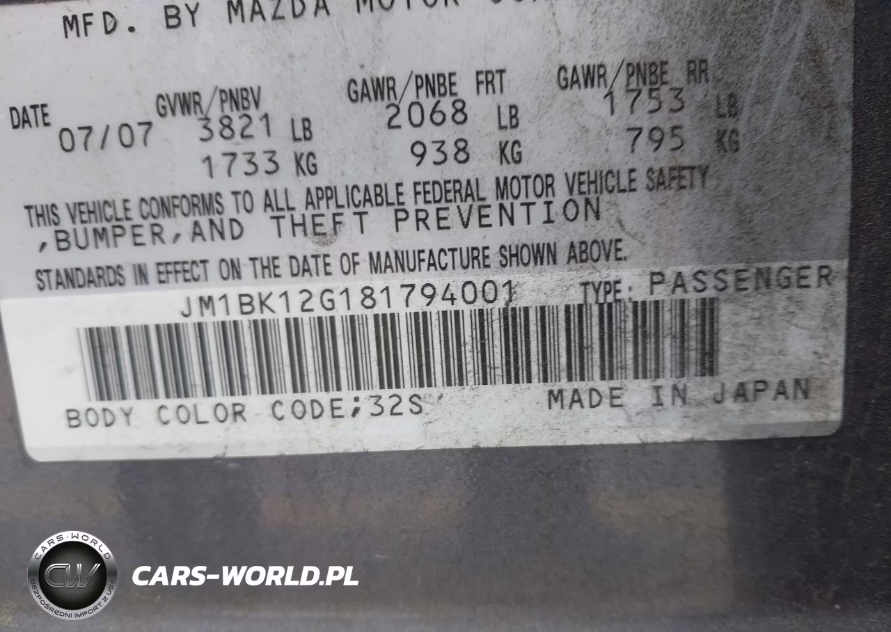 2008 Mazda Mazda3 I VIN:JM1BK12G181794001 - 9