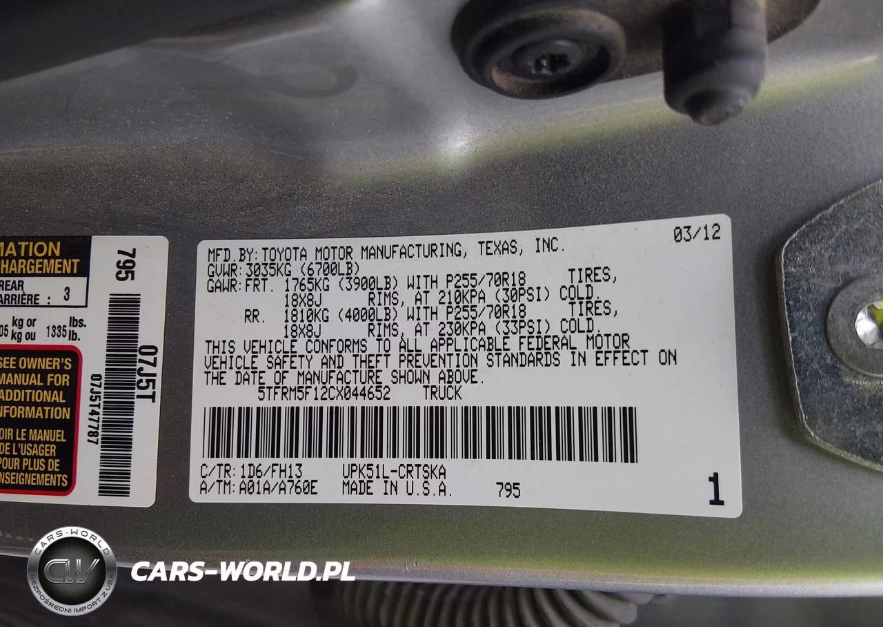 2012 Toyota Tundra Grade 4.6L V8 VIN:5TFRM5F12CX044652 - 9