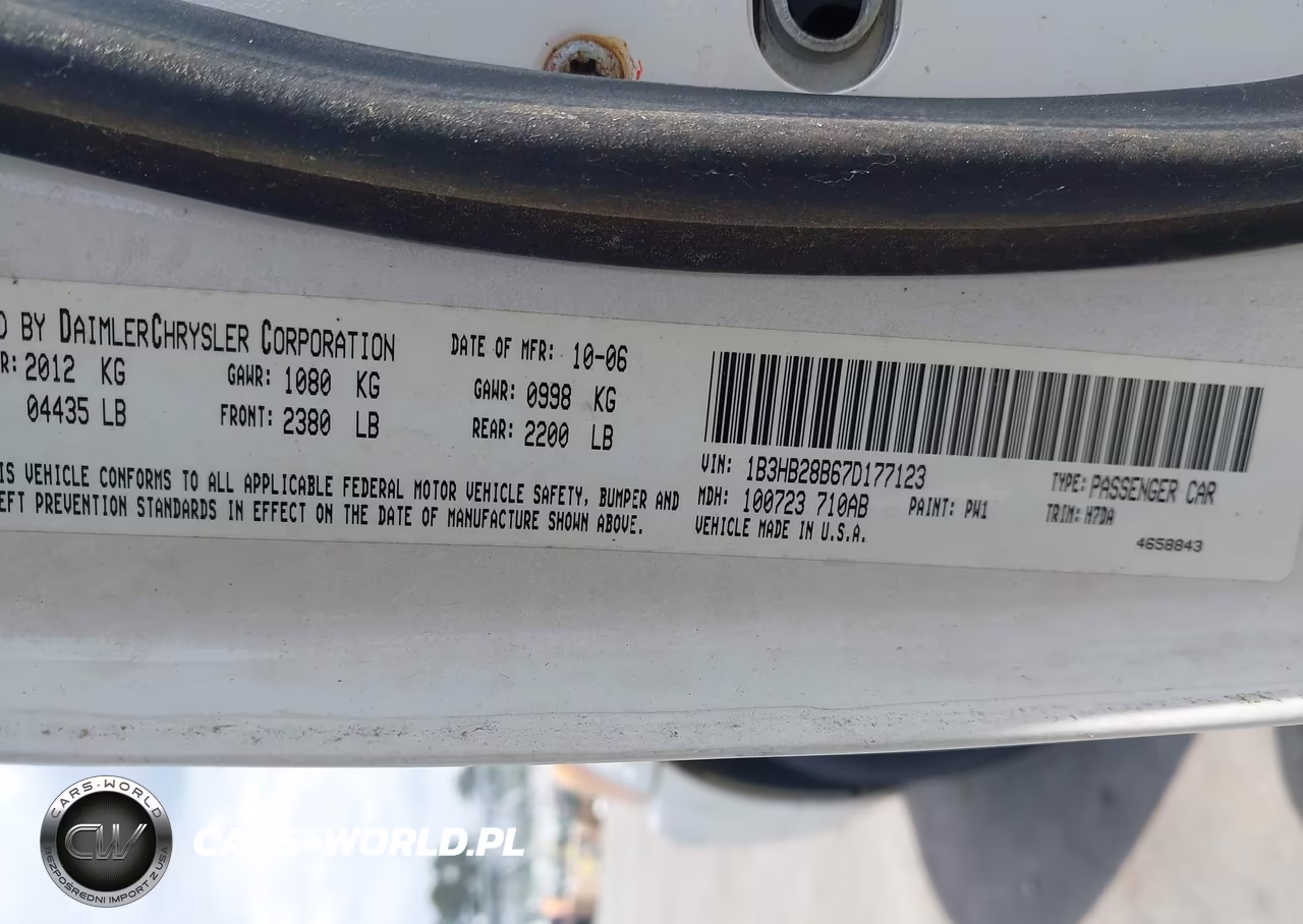 2007 Dodge Caliber VIN:1B3HB28B67D177123 - 9