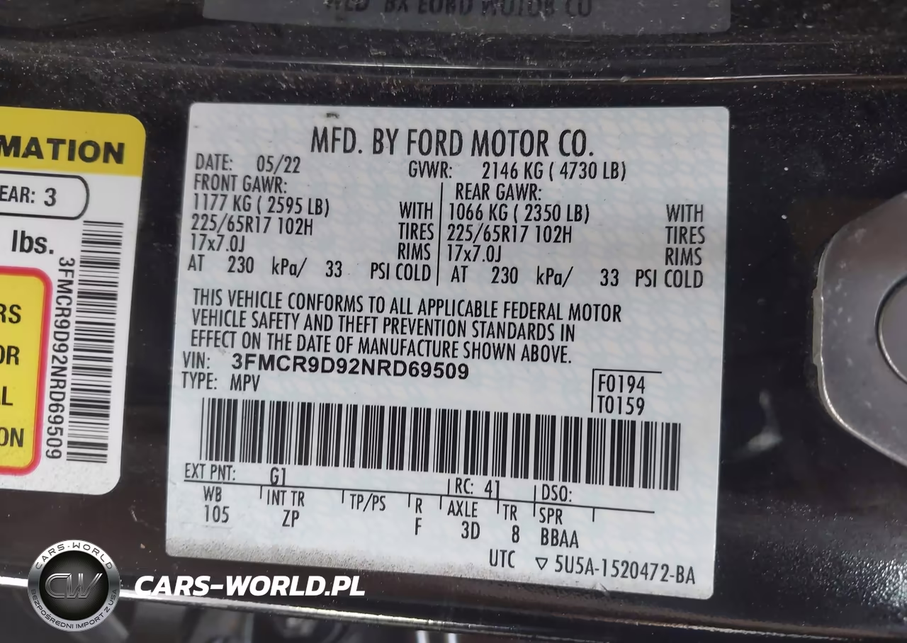 2022 Ford Bronco Sport Badlands VIN:3FMCR9D92NRD69509 - 9