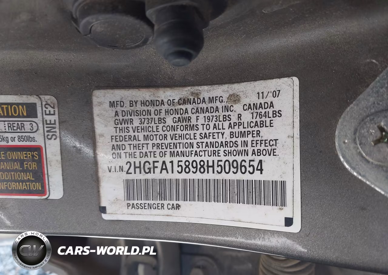 2008 Honda Civic Ex VIN:2HGFA15898H509654 - 9