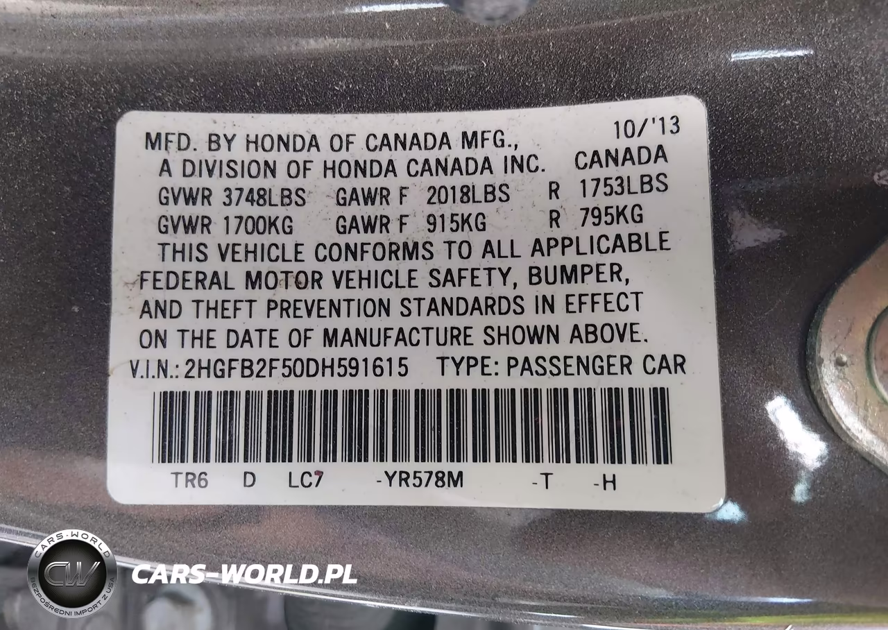 2013 Honda Civic Lx VIN:2HGFB2F50DH591615 - 9