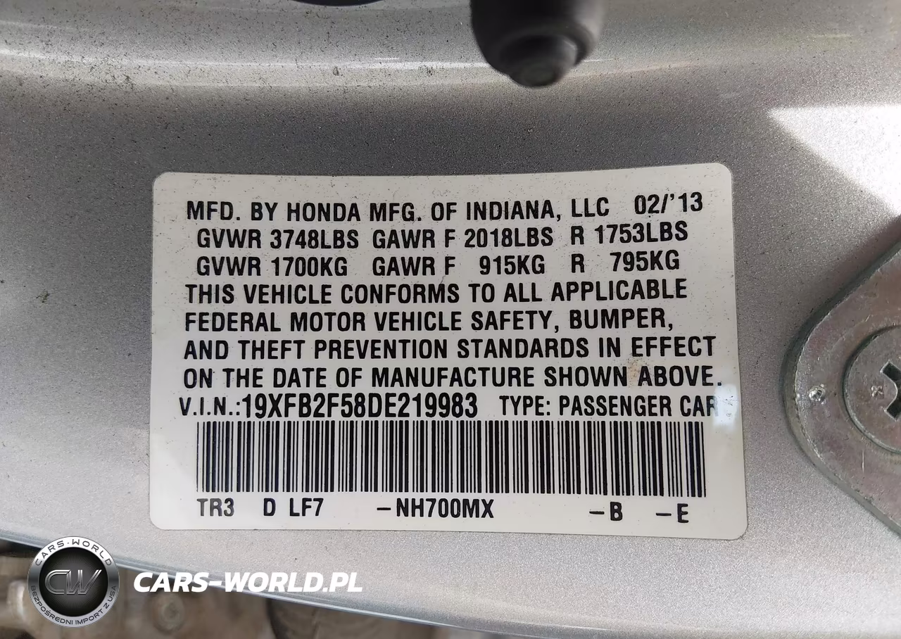 2013 Honda Civic Lx VIN:19XFB2F58DE219983 - 9