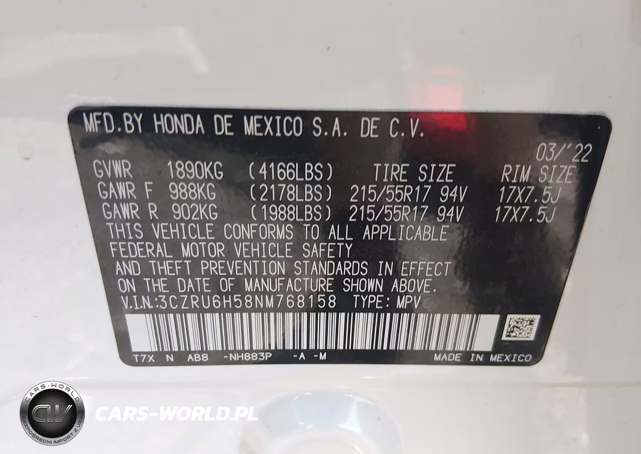 2022 Honda Hr-V Awd Ex VIN:3CZRU6H58NM768158 - 9