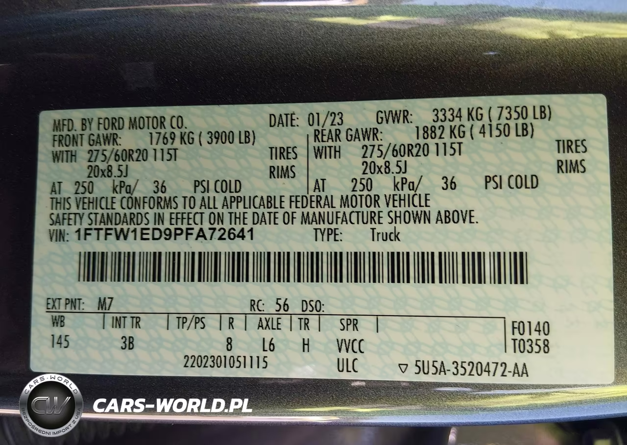 2023 Ford F-150 Platinum VIN:1FTFW1ED9PFA72641 - 9