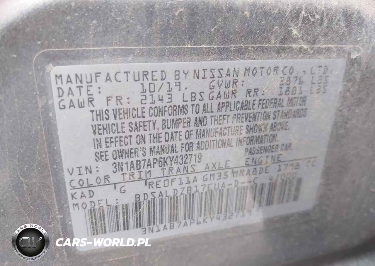 2019 Nissan Sentra Sv VIN:3N1AB7AP6KY432719 - 9