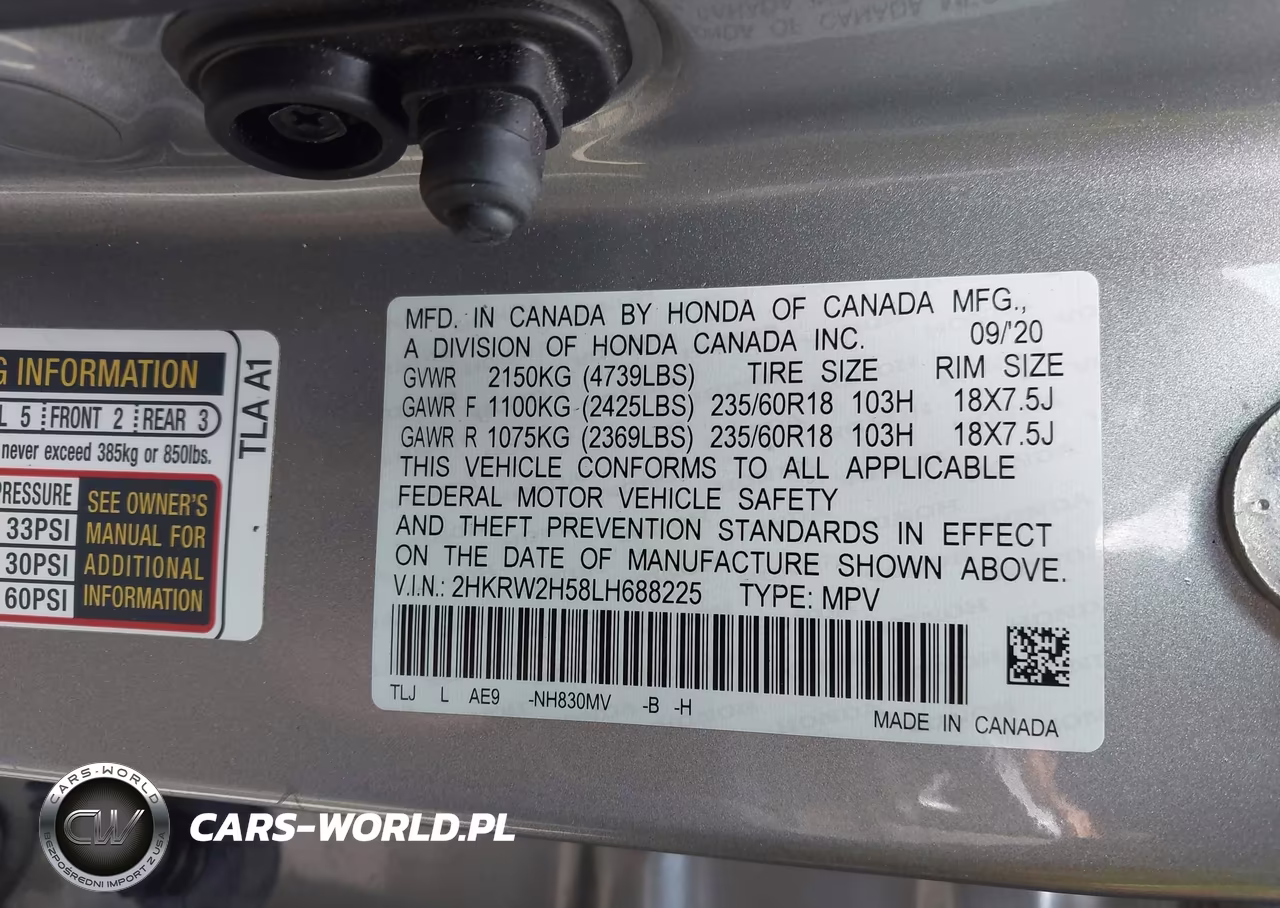 2020 Honda Cr-V Awd Ex VIN:2HKRW2H58LH688225 - 9