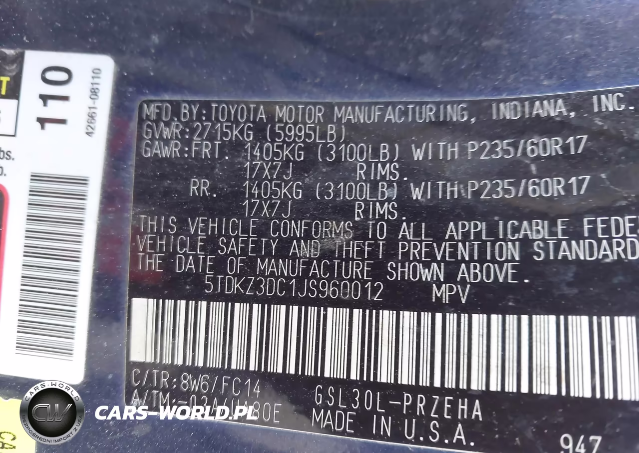 2018 Toyota Sienna Le 8 Passenger VIN:5TDKZ3DC1JS960012 - 9
