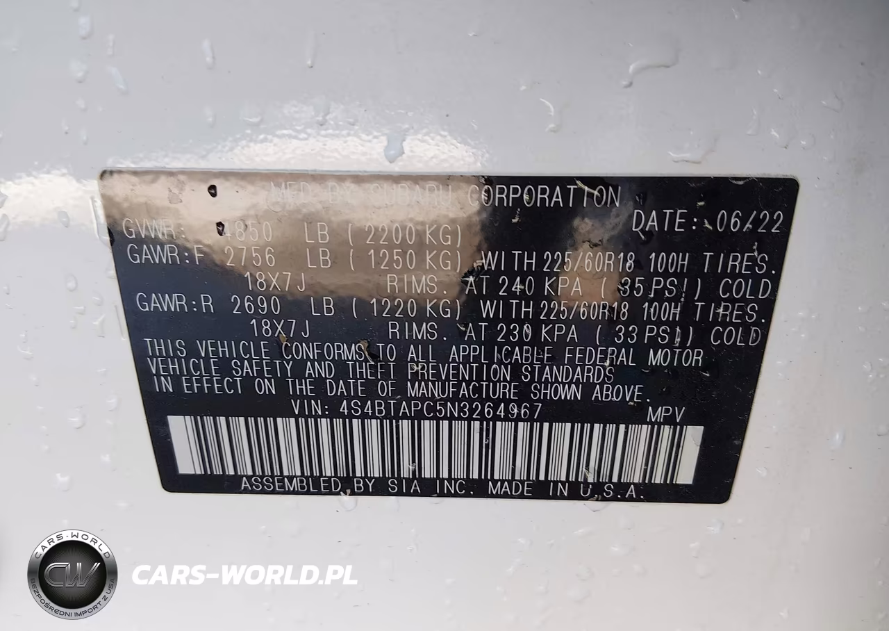 2022 Subaru Outback Touring VIN:4S4BTAPC5N3264967 - 9