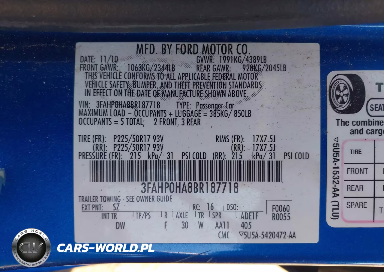2011 Ford Fusion Se VIN:3FAHP0HA8BR187718 - 9