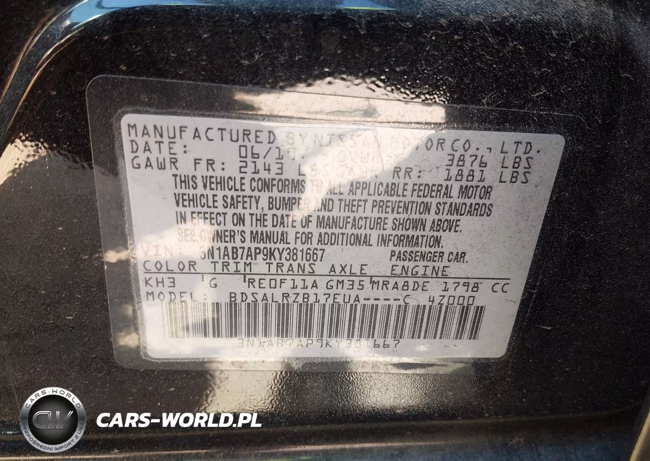 2019 Nissan Sentra Sr VIN:3N1AB7AP9KY381667 - 9