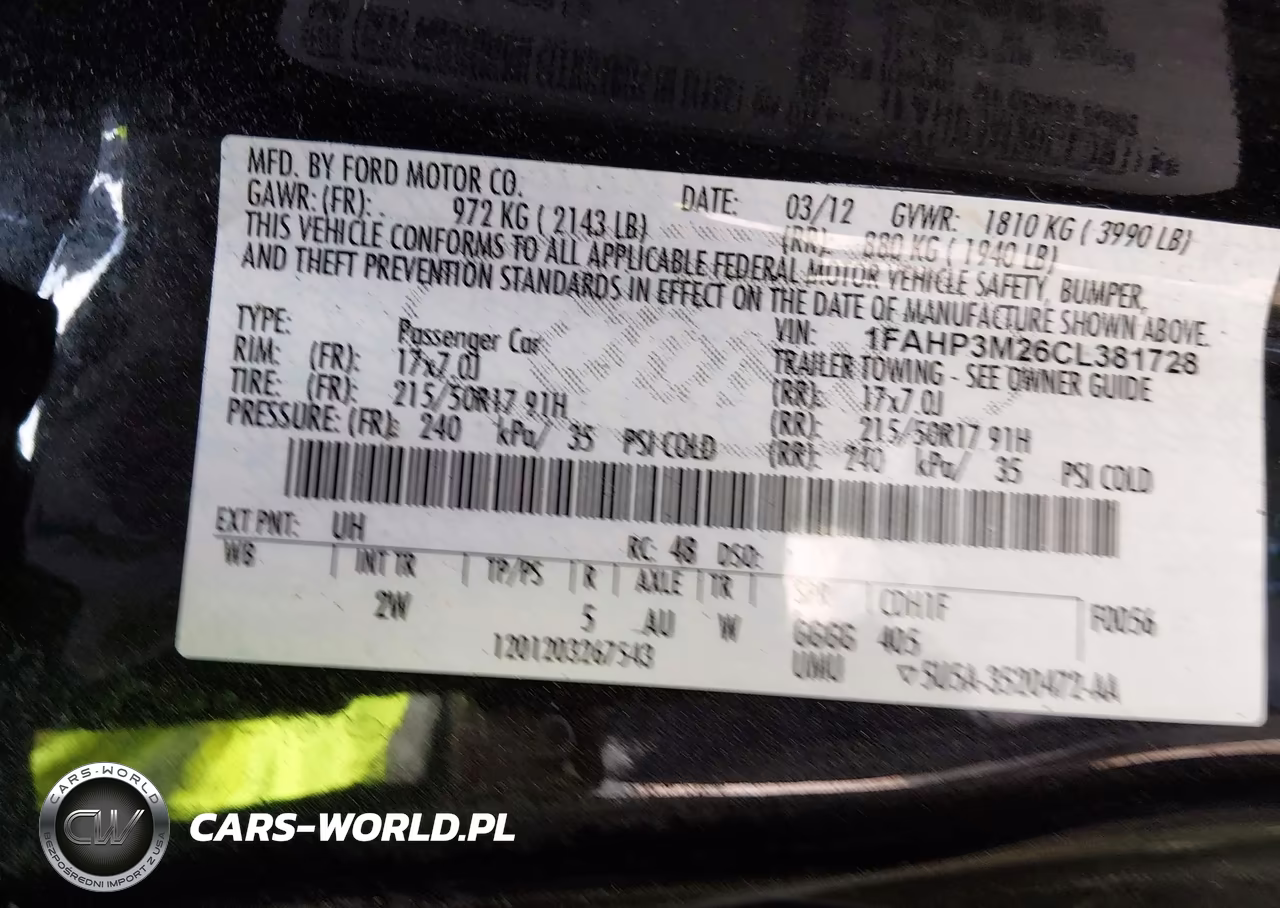 2012 Ford Focus Sel VIN:1FAHP3M26CL381728 - 9