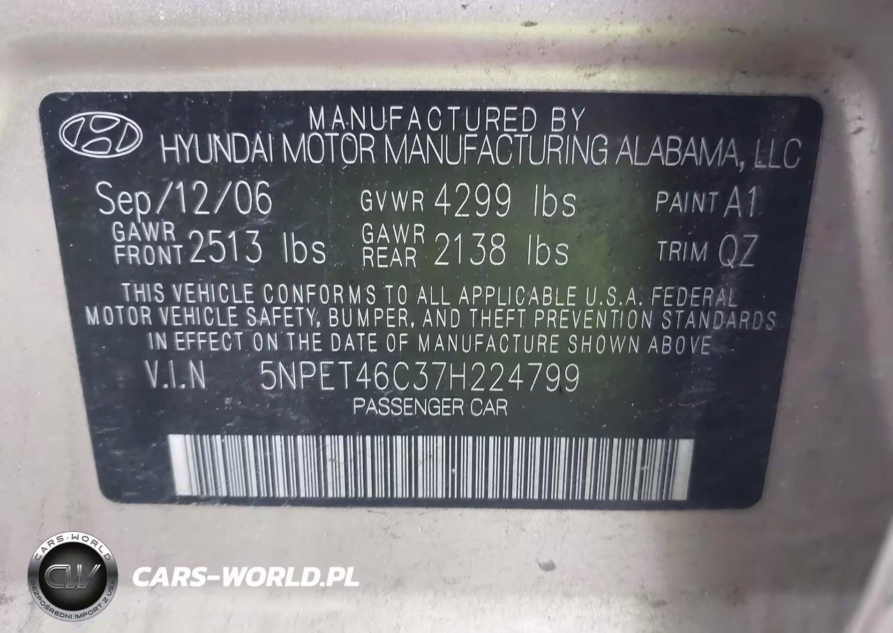 2007 Hyundai Sonata Gls VIN:5NPET46C37H224799 - 9