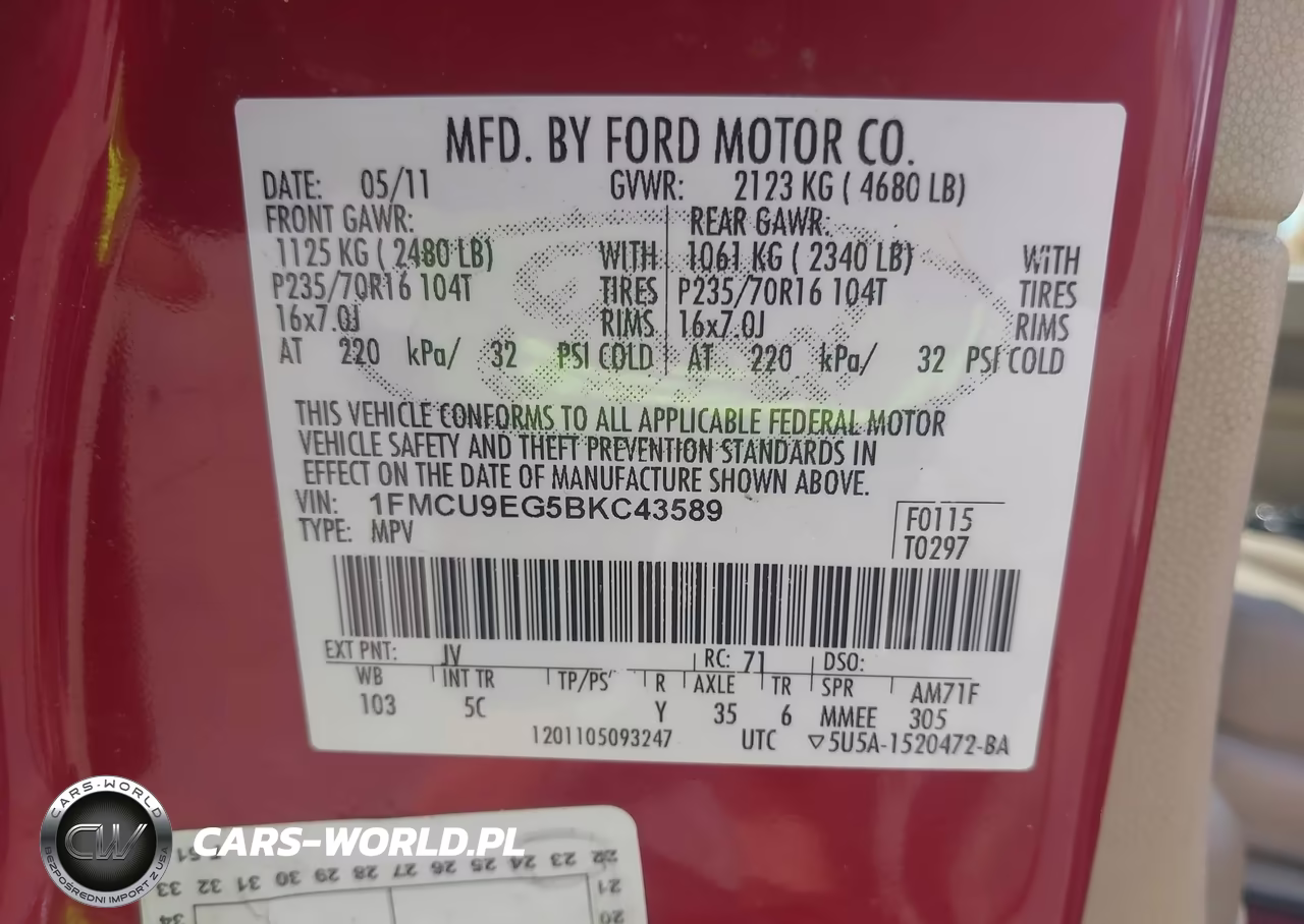 2011 Ford Escape Limited VIN:1FMCU9EG5BKC43589 - 9