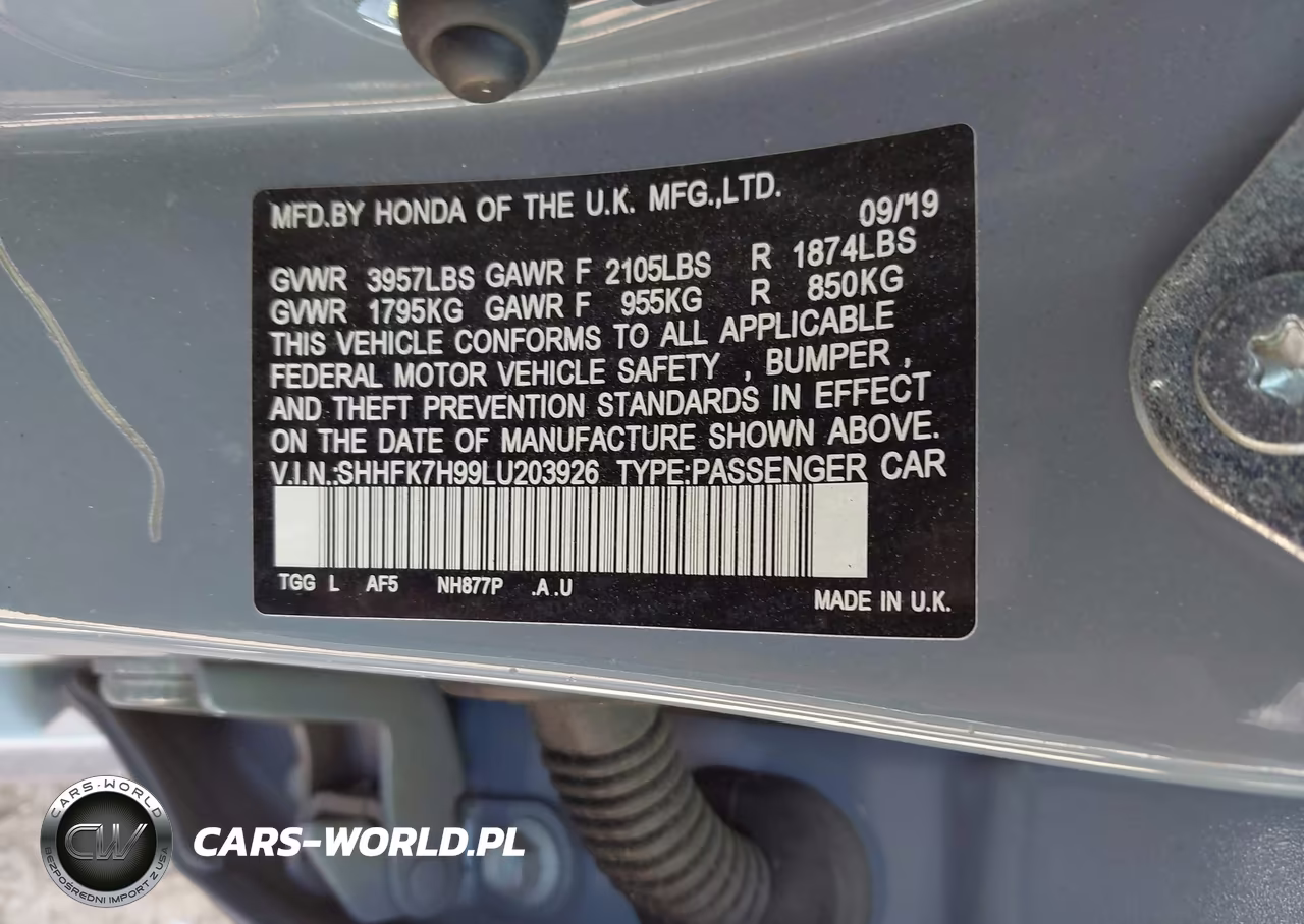 2020 Honda Civic Sport Touring VIN:SHHFK7H99LU203926 - 9