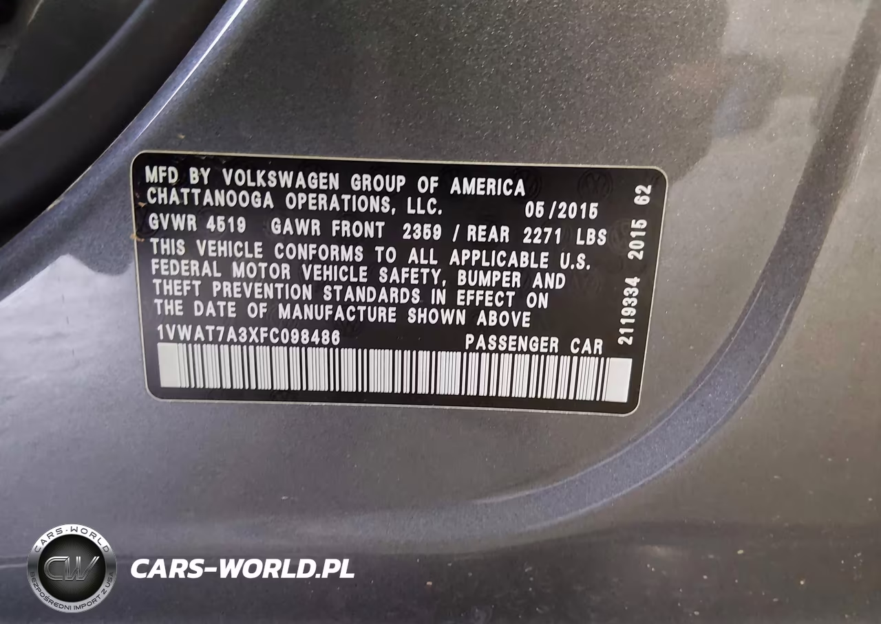 2015 Volkswagen Passat 1.8T Limited Edition VIN:1VWAT7A3XFC098486 - 9