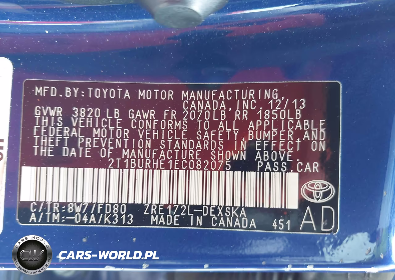 2014 Toyota Corolla S Plus VIN:2T1BURHE1EC082075 - 9