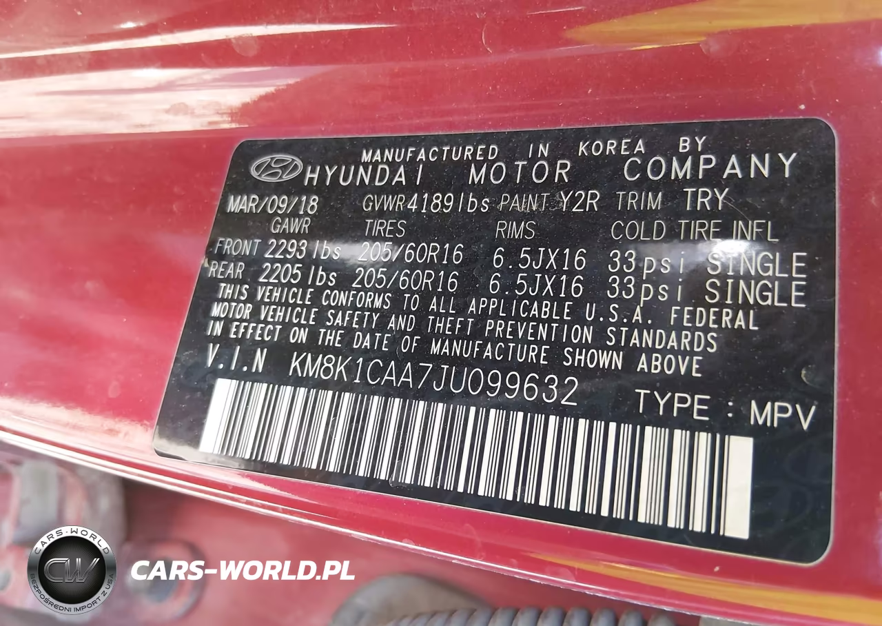 2018 Hyundai Kona Se VIN:KM8K1CAA7JU099632 - 9
