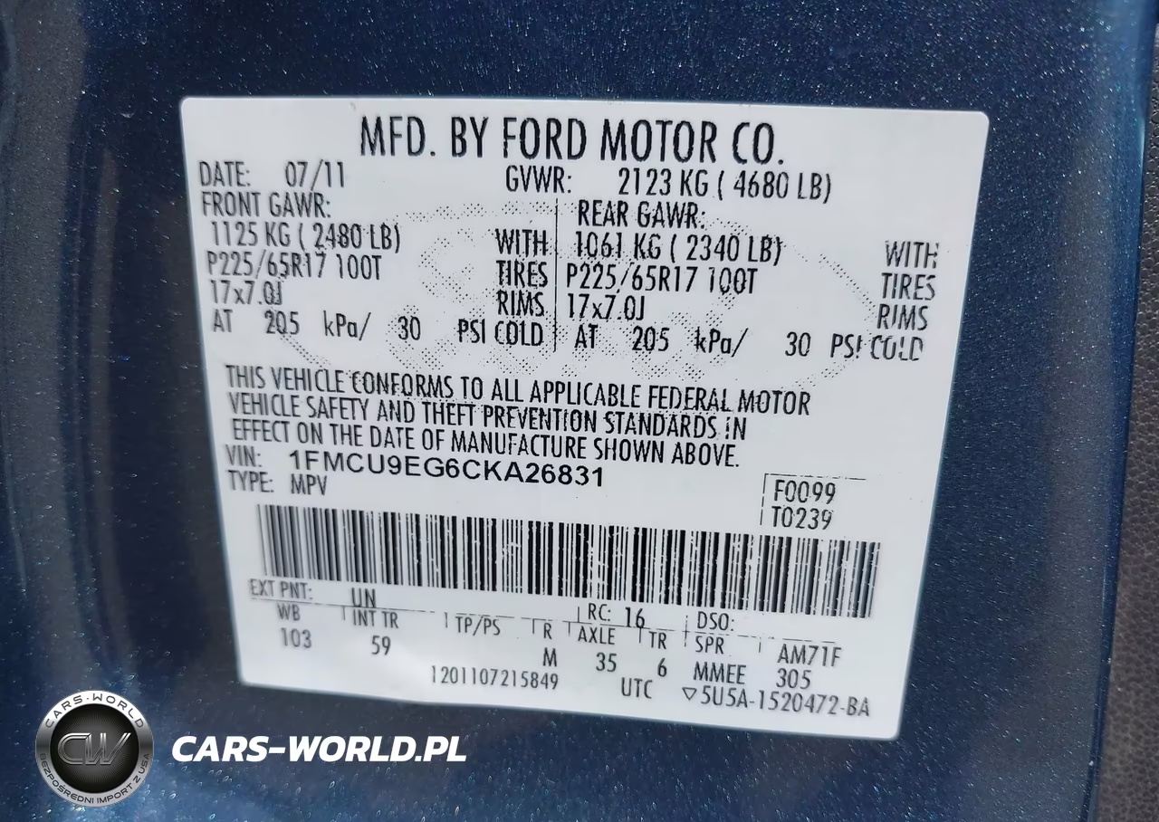 2012 Ford Escape Limited VIN:1FMCU9EG6CKA26831 - 9