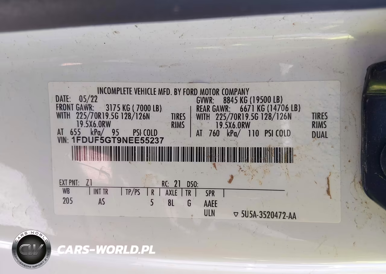 2022 Ford F-550 Chassis Xl VIN:1FDUF5GT9NEE55237 - 8