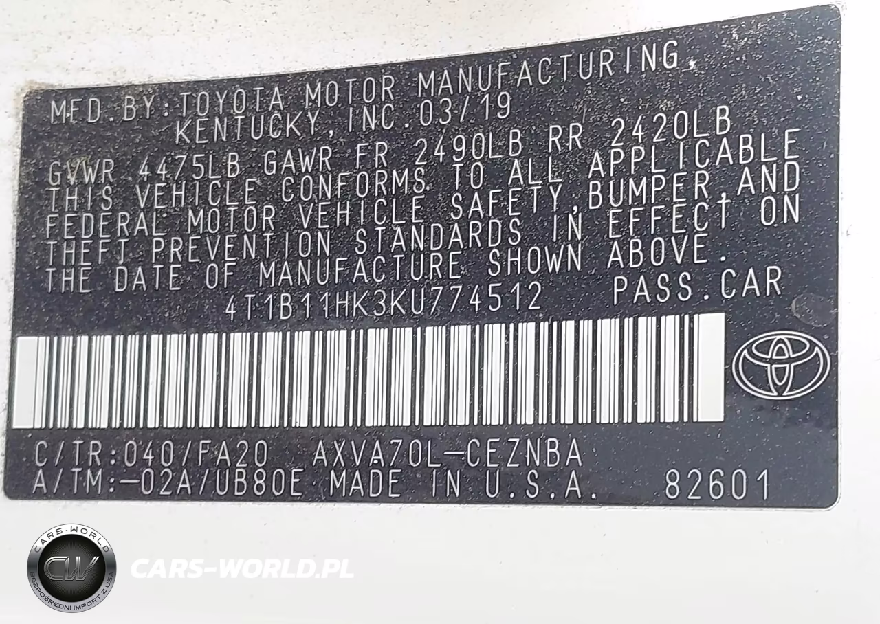 2019 Toyota Camry Le VIN:4T1B11HK3KU774512 - 9