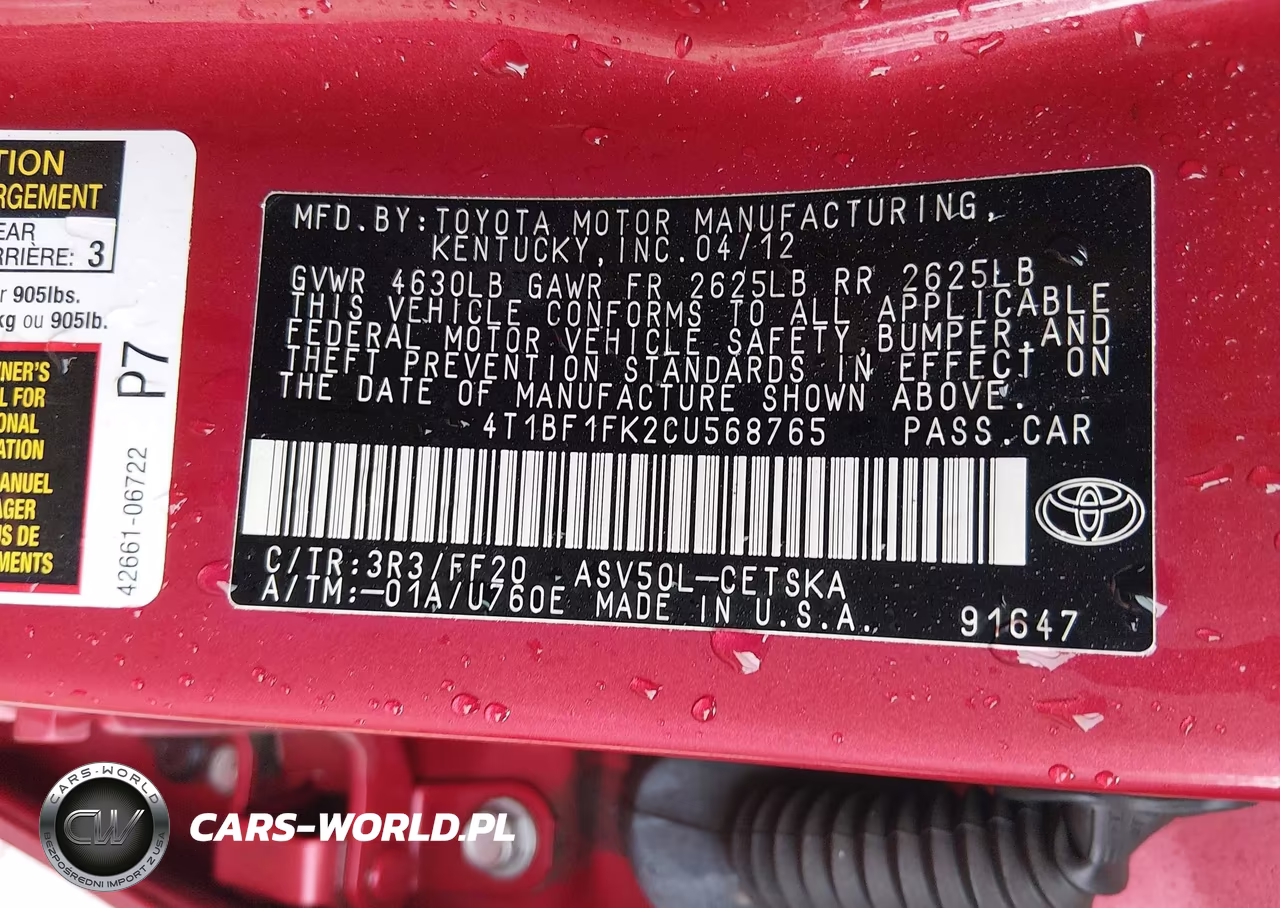 2012 Toyota Camry Se VIN:4T1BF1FK2CU568765 - 9
