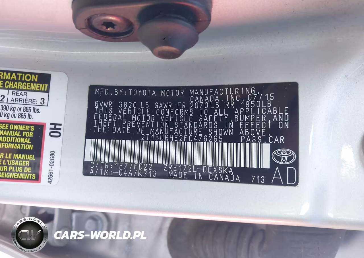 2015 Toyota Corolla S Plus VIN:2T1BURHE2FC476265 - 9