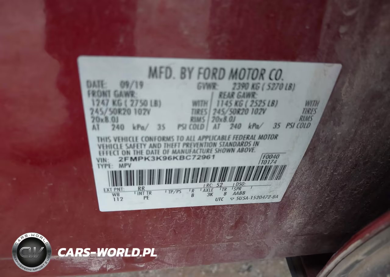 2019 Ford Edge Titanium VIN:2FMPK3K96KBC72961 - 9