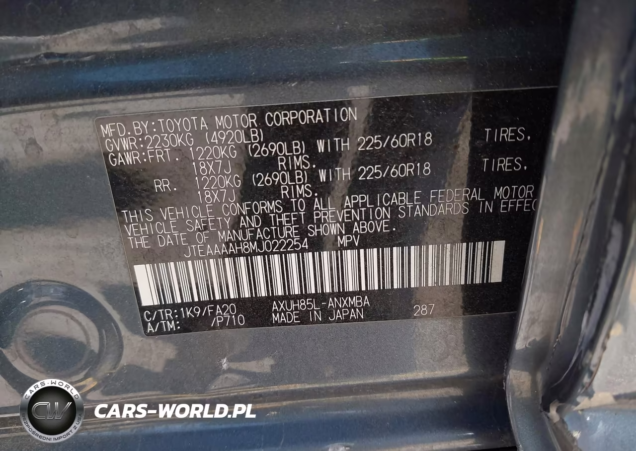 2021 Toyota Venza Le VIN:JTEAAAAH8MJ022254 - 9