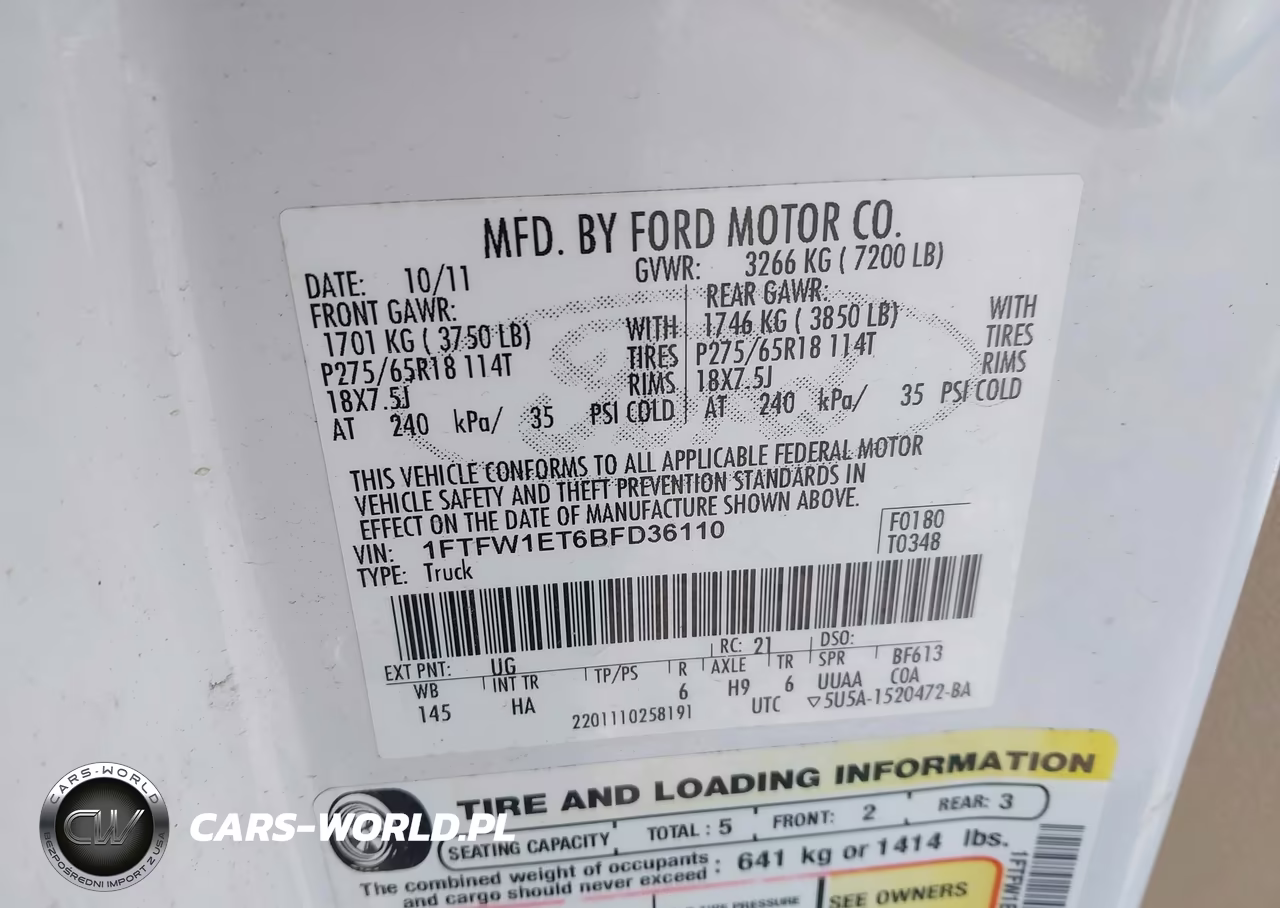2011 Ford F-150 Lariat VIN:1FTFW1ET6BFD36110 - 9
