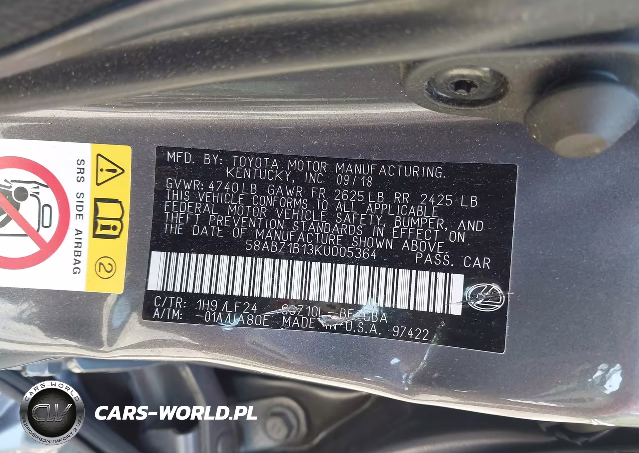 2019 Lexus Es 350 F Sport VIN:58ABZ1B13KU005364 - 9