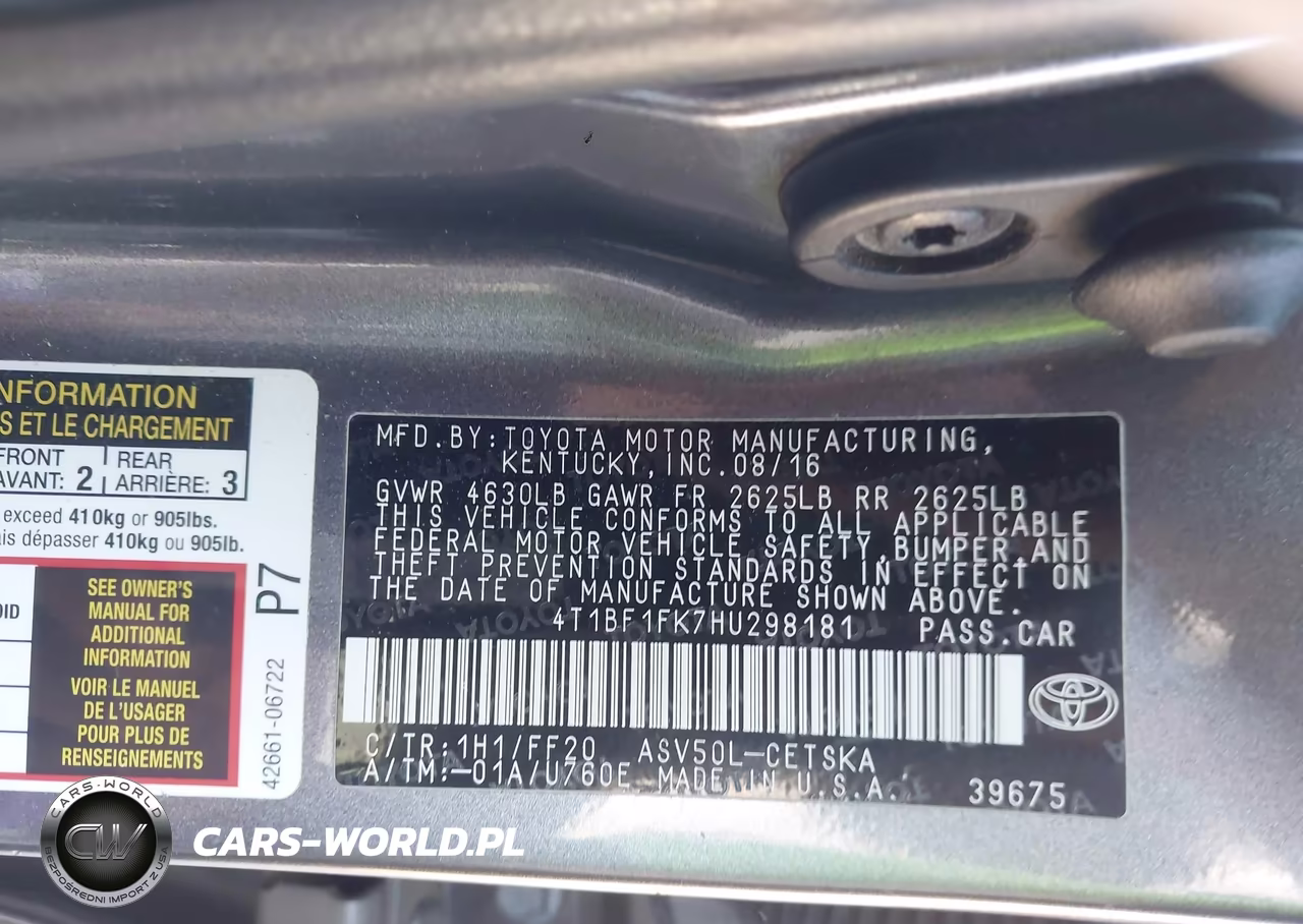 2017 Toyota Camry Se VIN:4T1BF1FK7HU298181 - 9