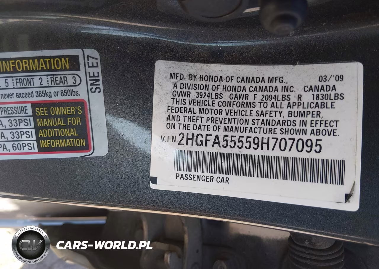2009 Honda Civic Si VIN:2HGFA55559H707095 - 9