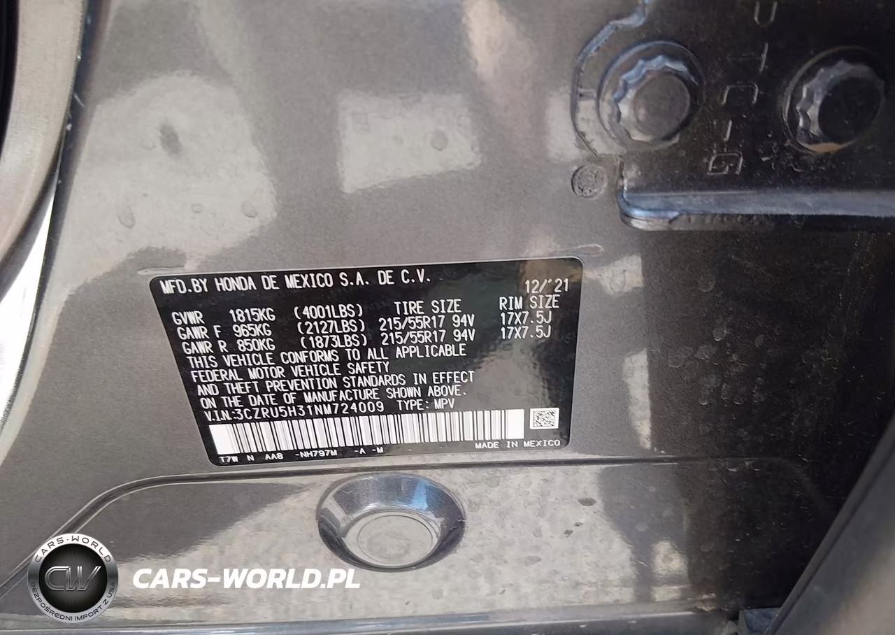 2022 Honda Hr-V 2Wd Lx VIN:3CZRU5H31NM724009 - 9