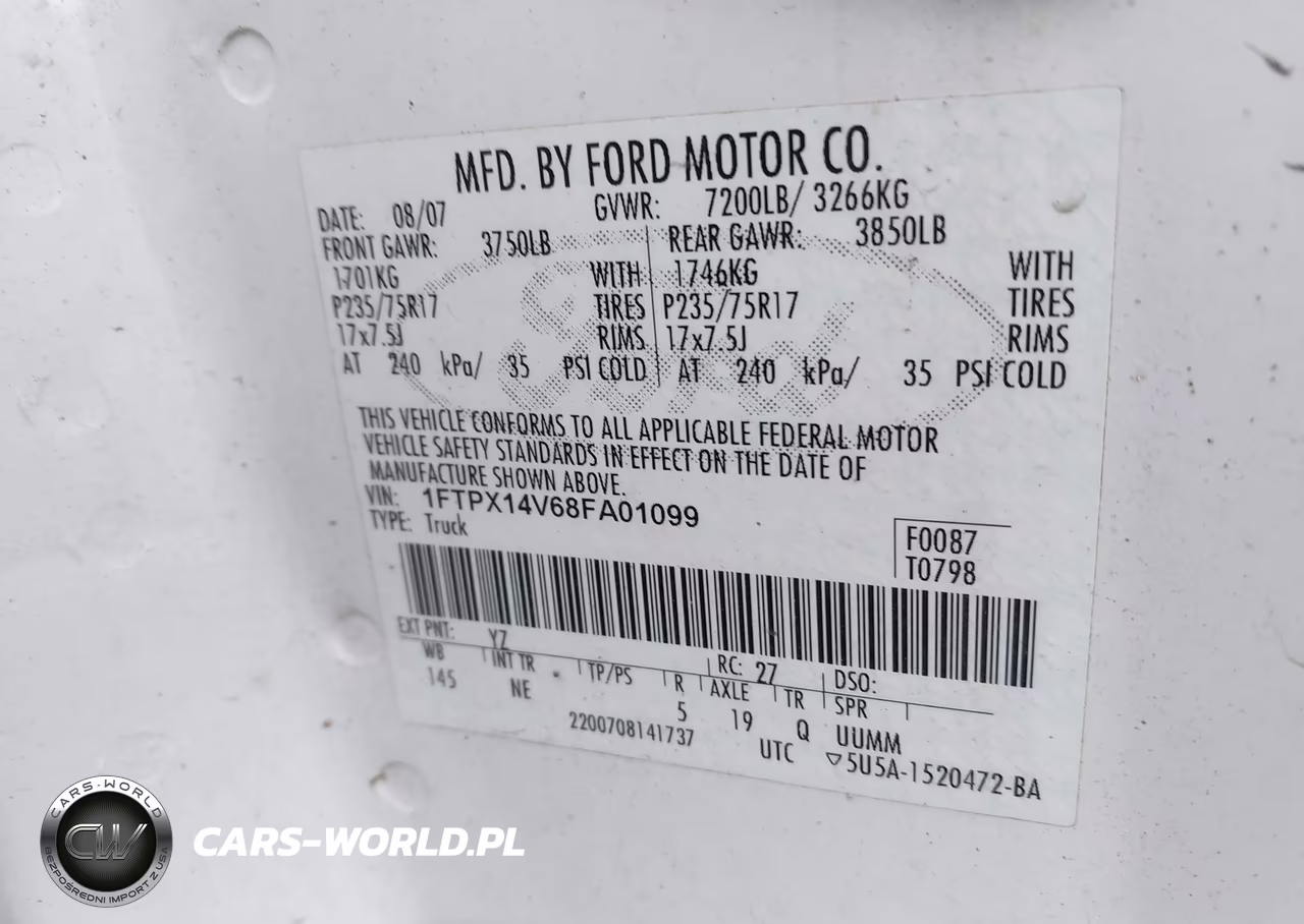 2008 Ford F-150 Fx4-Lariat-Xl-Xlt VIN:1FTPX14V68FA01099 - 9