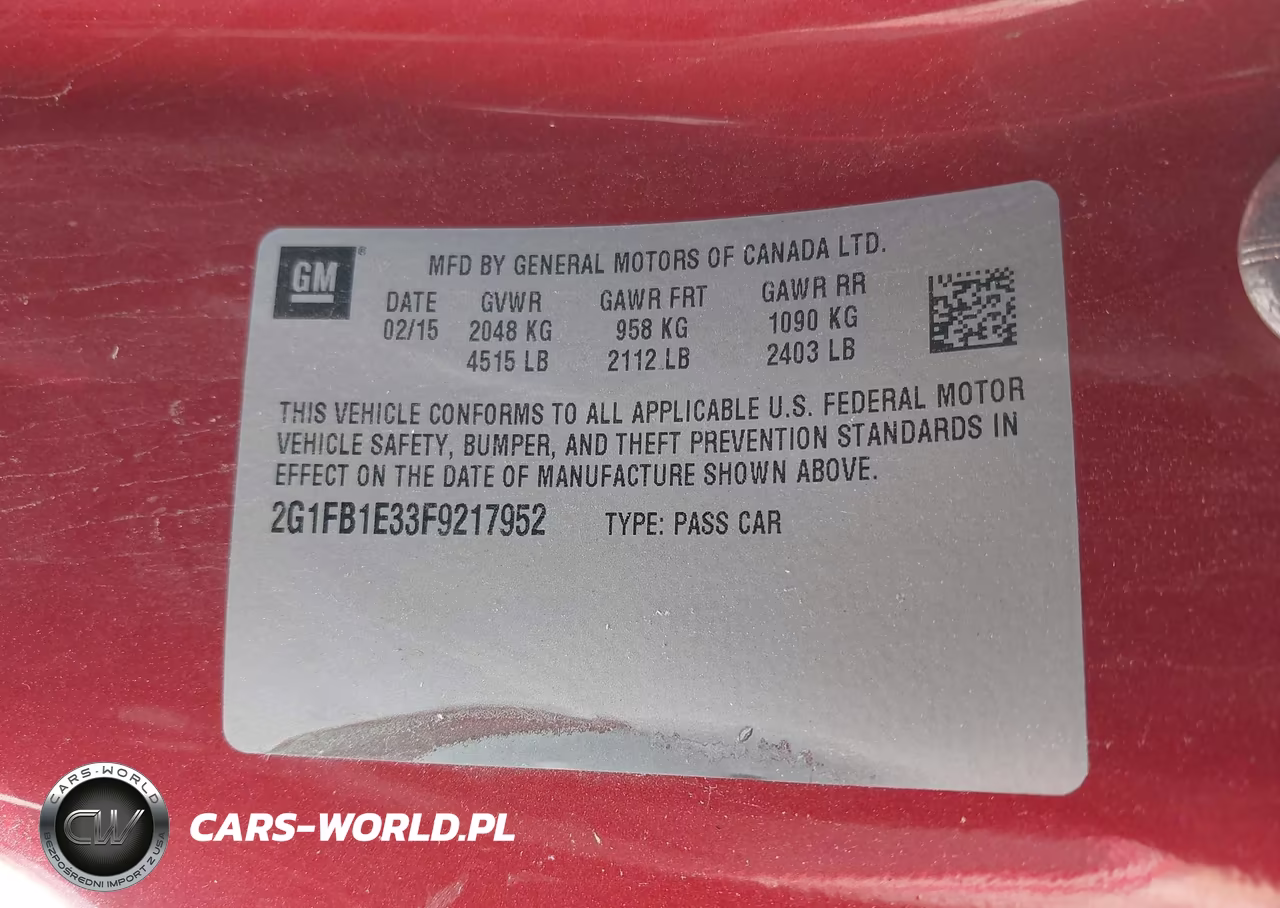 2015 Chevrolet Camaro 2Ls VIN:2G1FB1E33F9217952 - 9