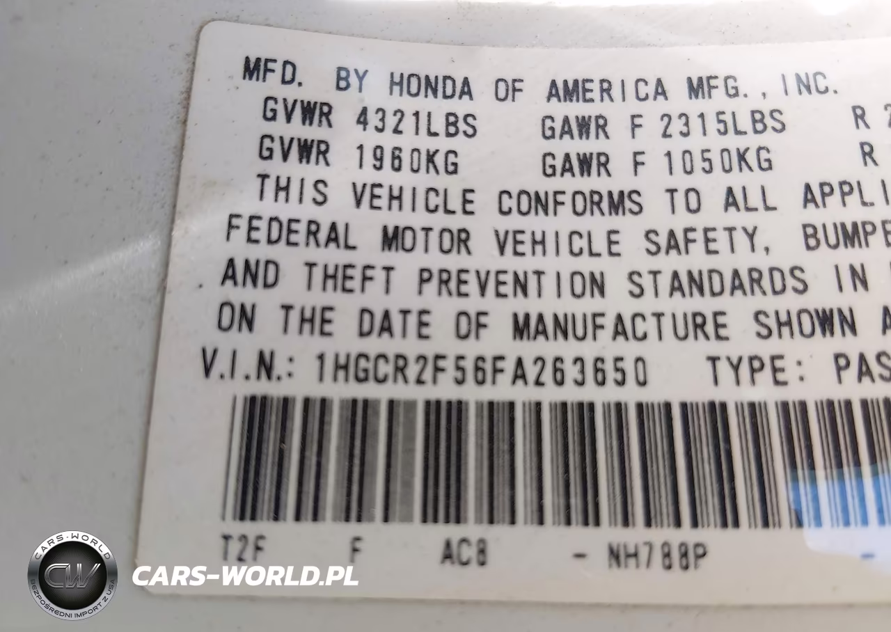 2015 Honda Accord Sport VIN:1HGCR2F56FA263650 - 9