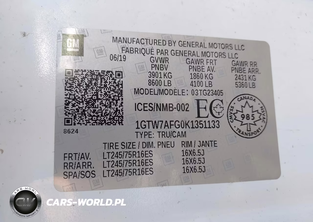 2019 GMC Savana 2500 Work Van VIN:1GTW7AFG0K1351133 - 9