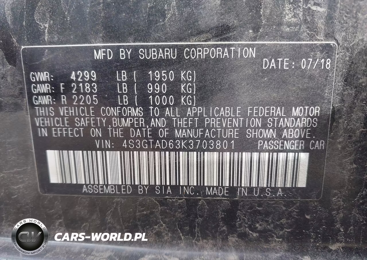 2019 Subaru Impreza 2.0I Premium VIN:4S3GTAD63K3703801 - 9