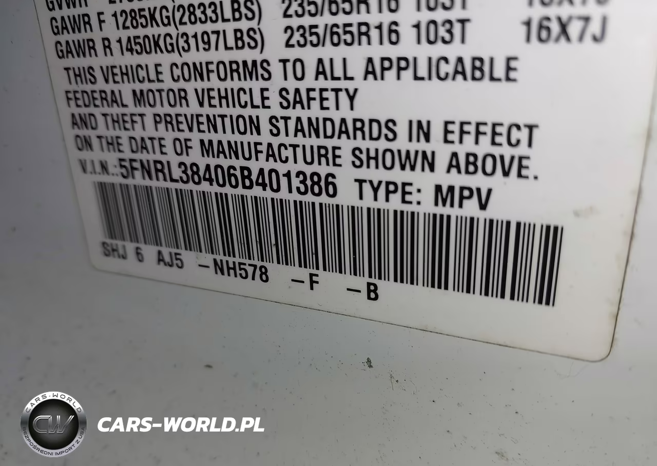 2006 Honda Odyssey Ex VIN:5FNRL38406B401386 - 9