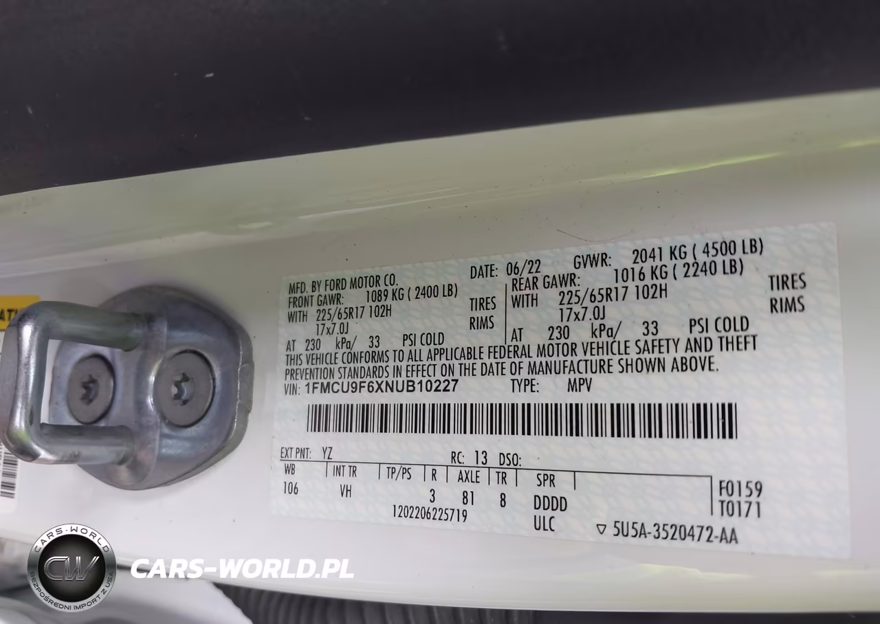2022 Ford Escape S VIN:1FMCU9F6XNUB10227 - 9