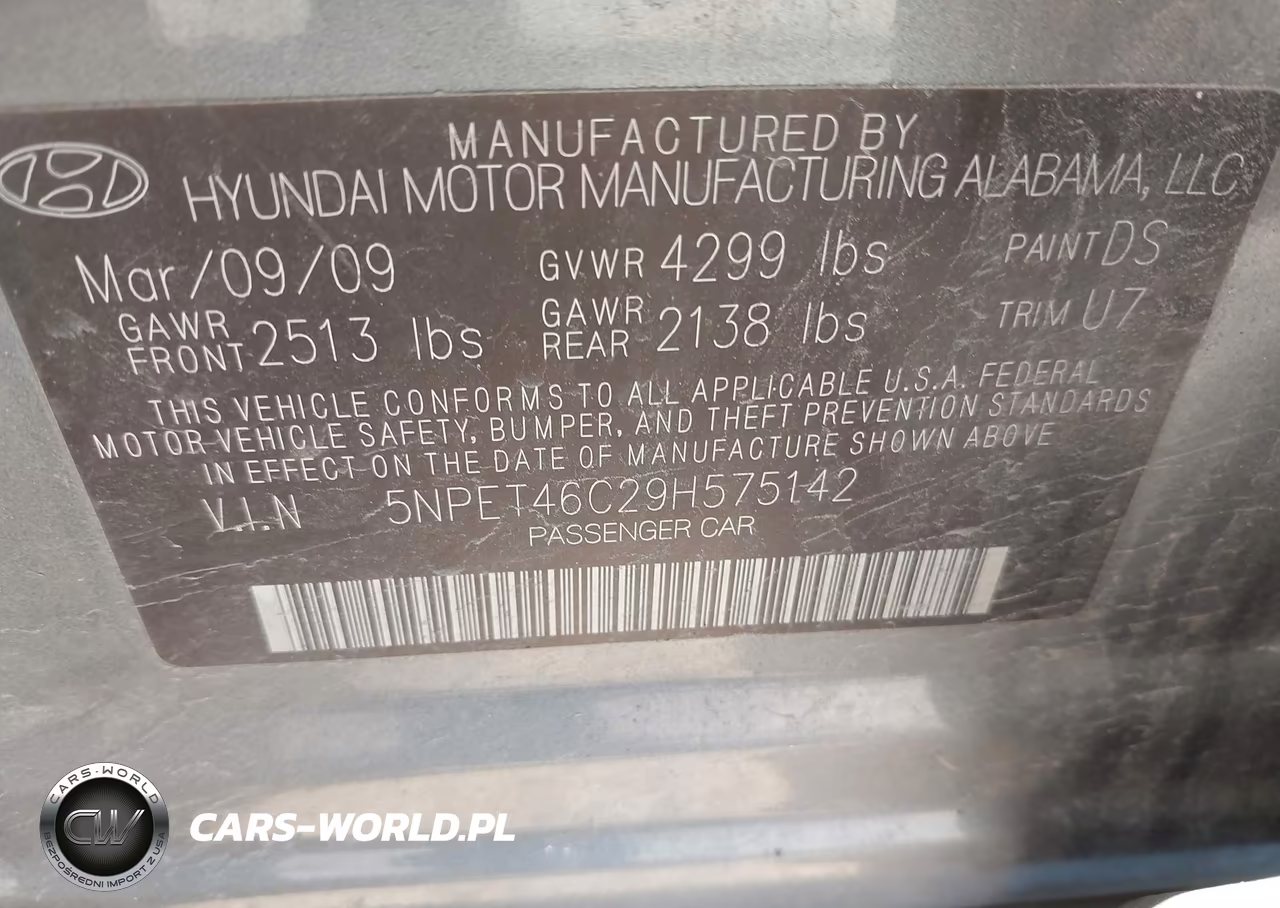 2009 Hyundai Sonata Gls VIN:5NPET46C29H575142 - 9